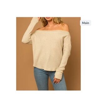 Off-Shoulder Beige Sweater for Women